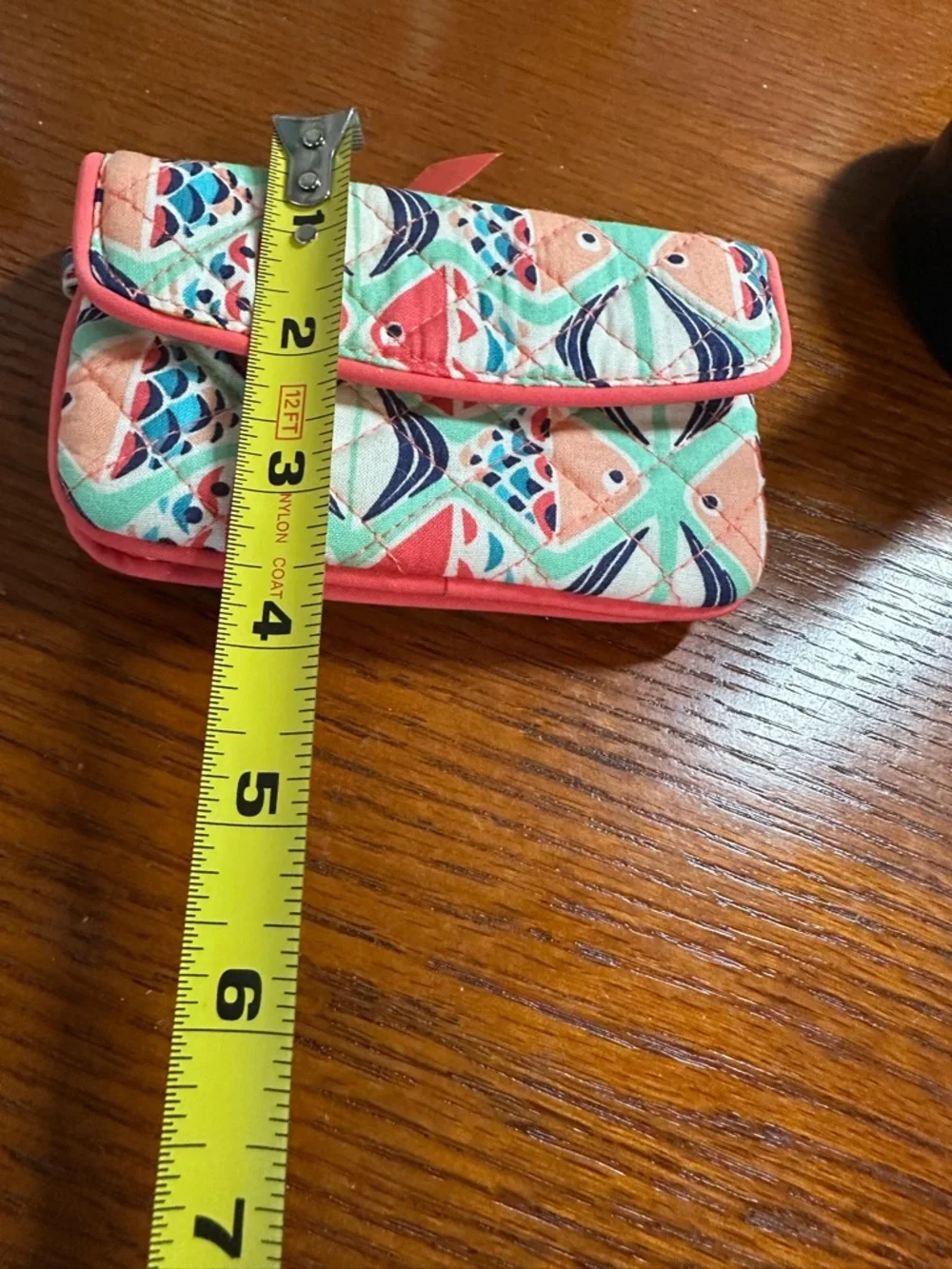Vera Bradley Coral & Mint Quilted Fish Print Wallet - Picture 7 of 7